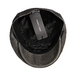 Men Grey Cotton Corduroy Cloth Newsboy Cap Hat