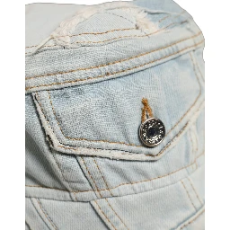 Men Blue Patchwork Cotton Denim Bucket Cap Hat