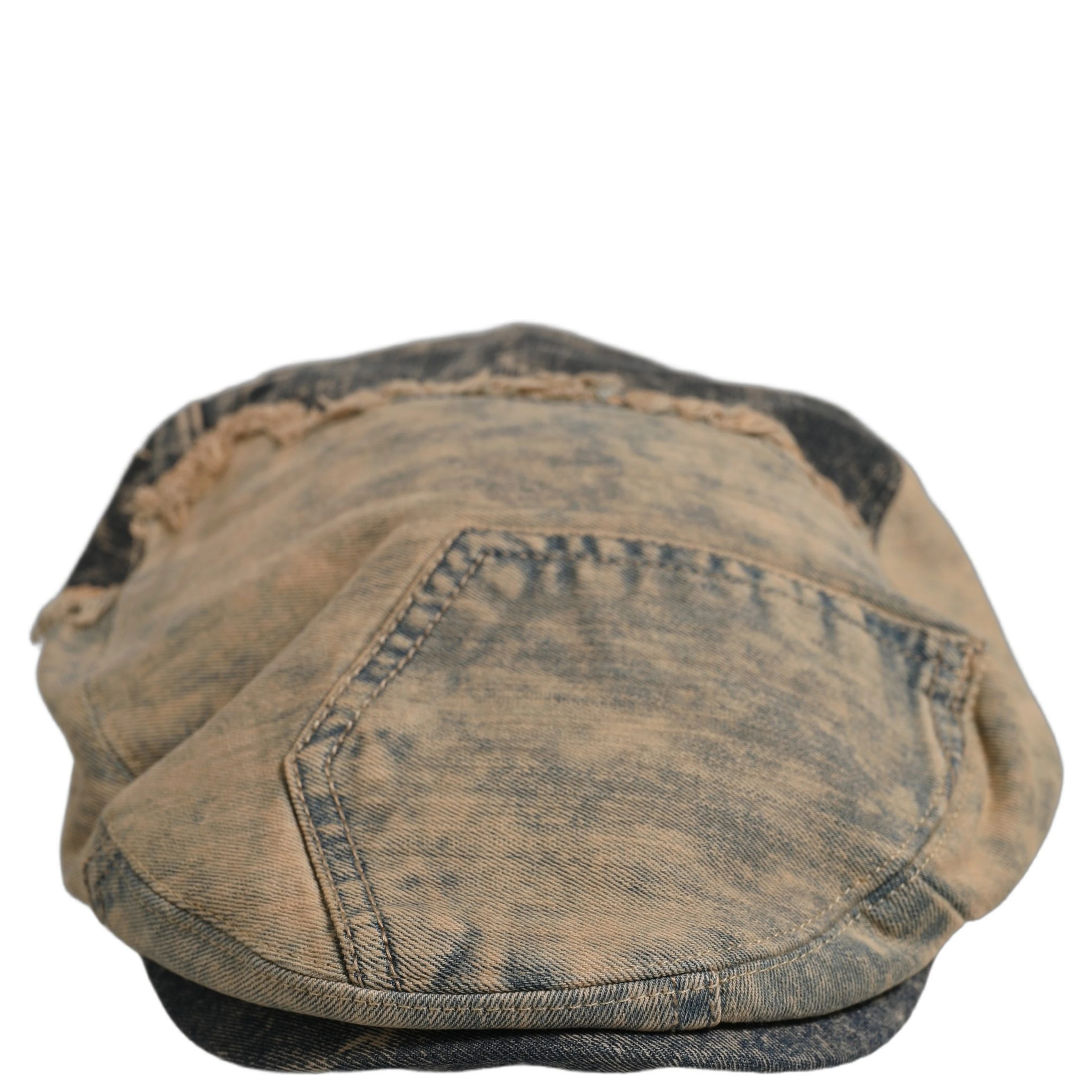 Brown Cotton Denim Newsboy Capello Cabbie Hat