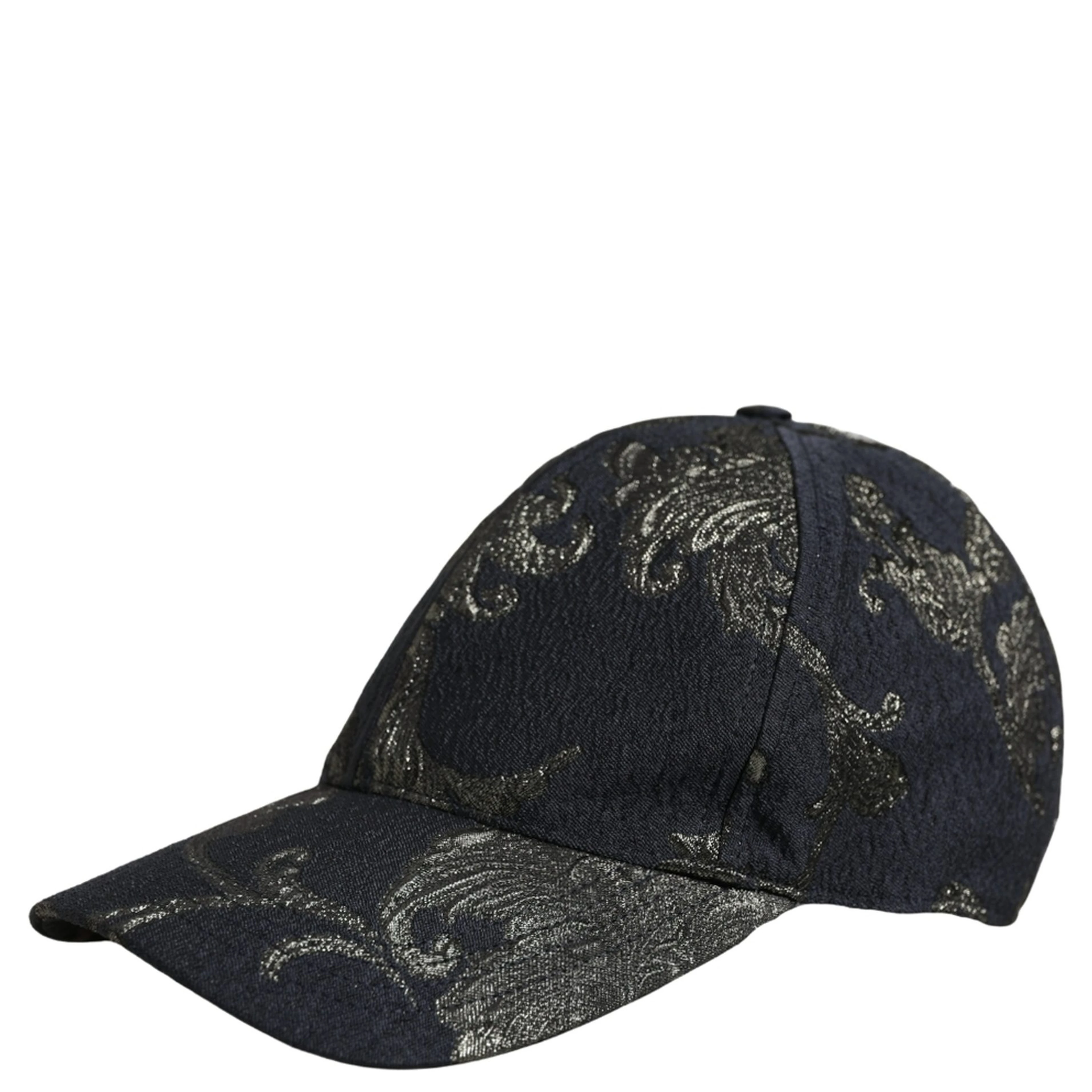 Men Black Floral Barocco Cotton Baseball Cap Hat