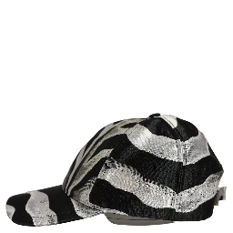 Men Black Silver Zebra Pattern Baseball Cap Hat