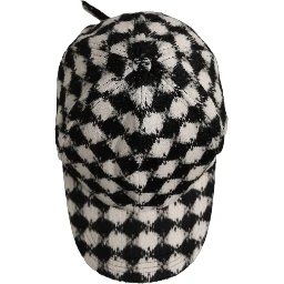 Men Black White Diamond Wool Baseball Cap Hat