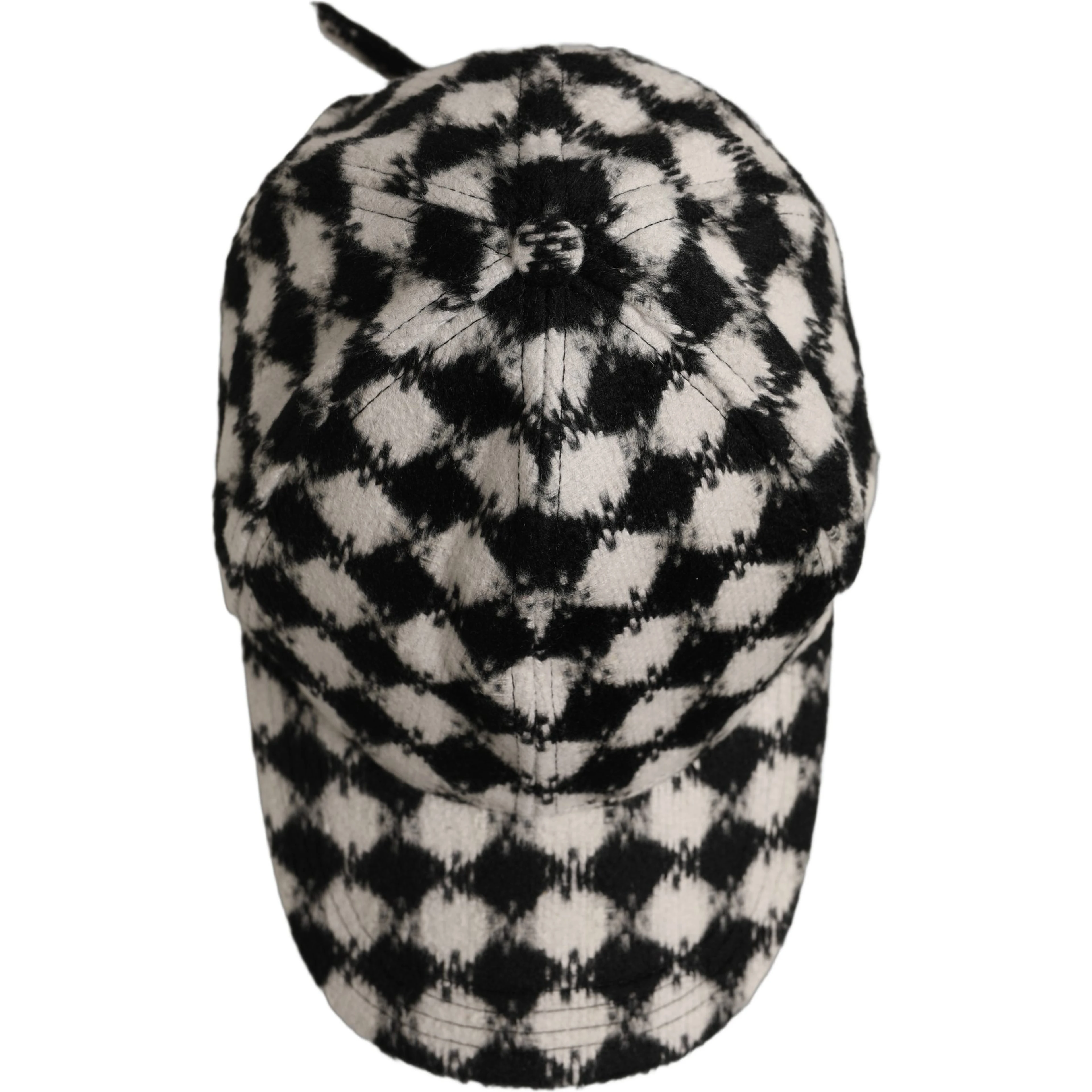 Men Black White Diamond Wool Baseball Cap Hat