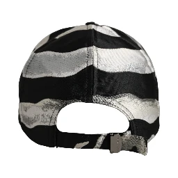 Men Black Silver Zebra Pattern Baseball Cap Hat