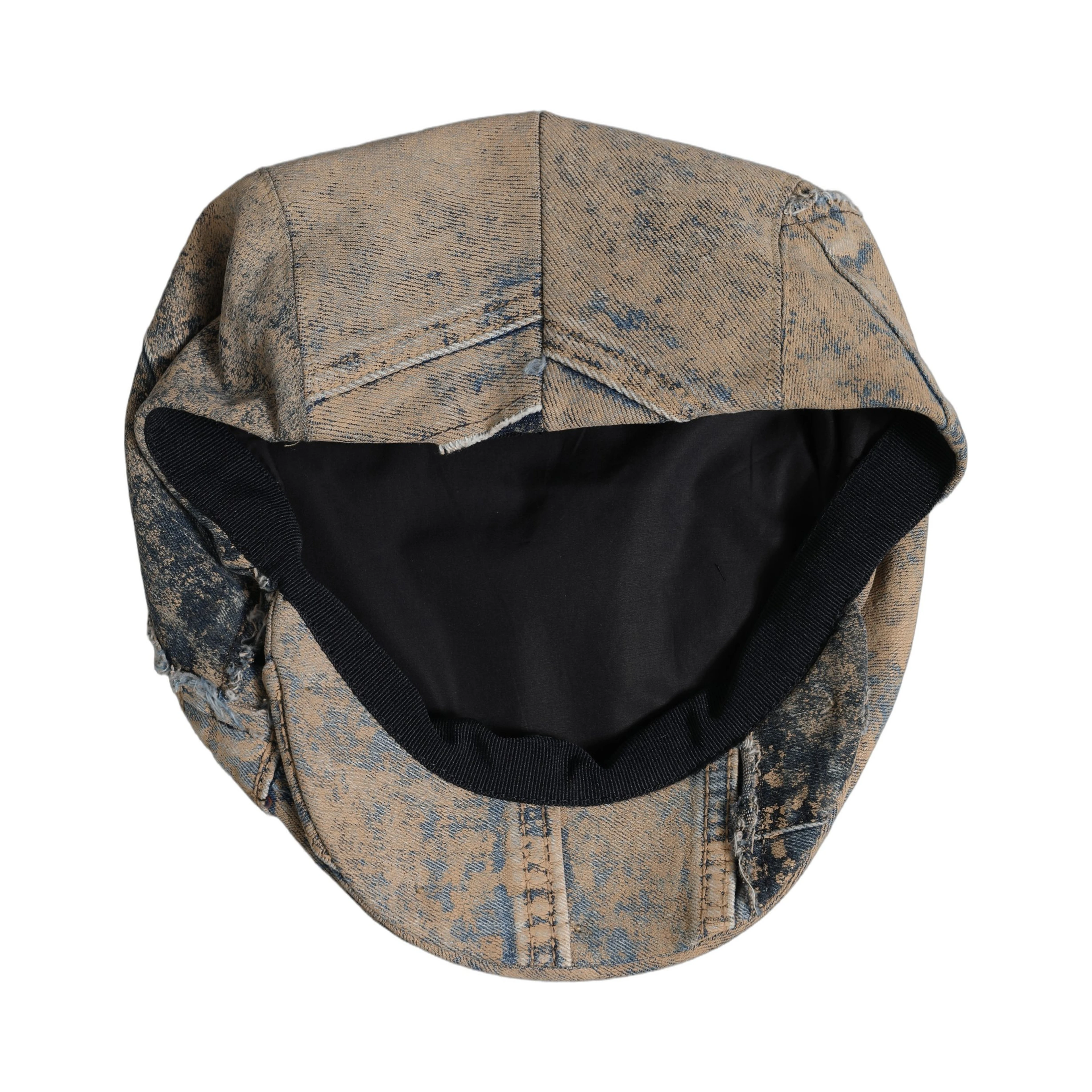 Brown Cotton Denim Newsboy Capello Cabbie Hat