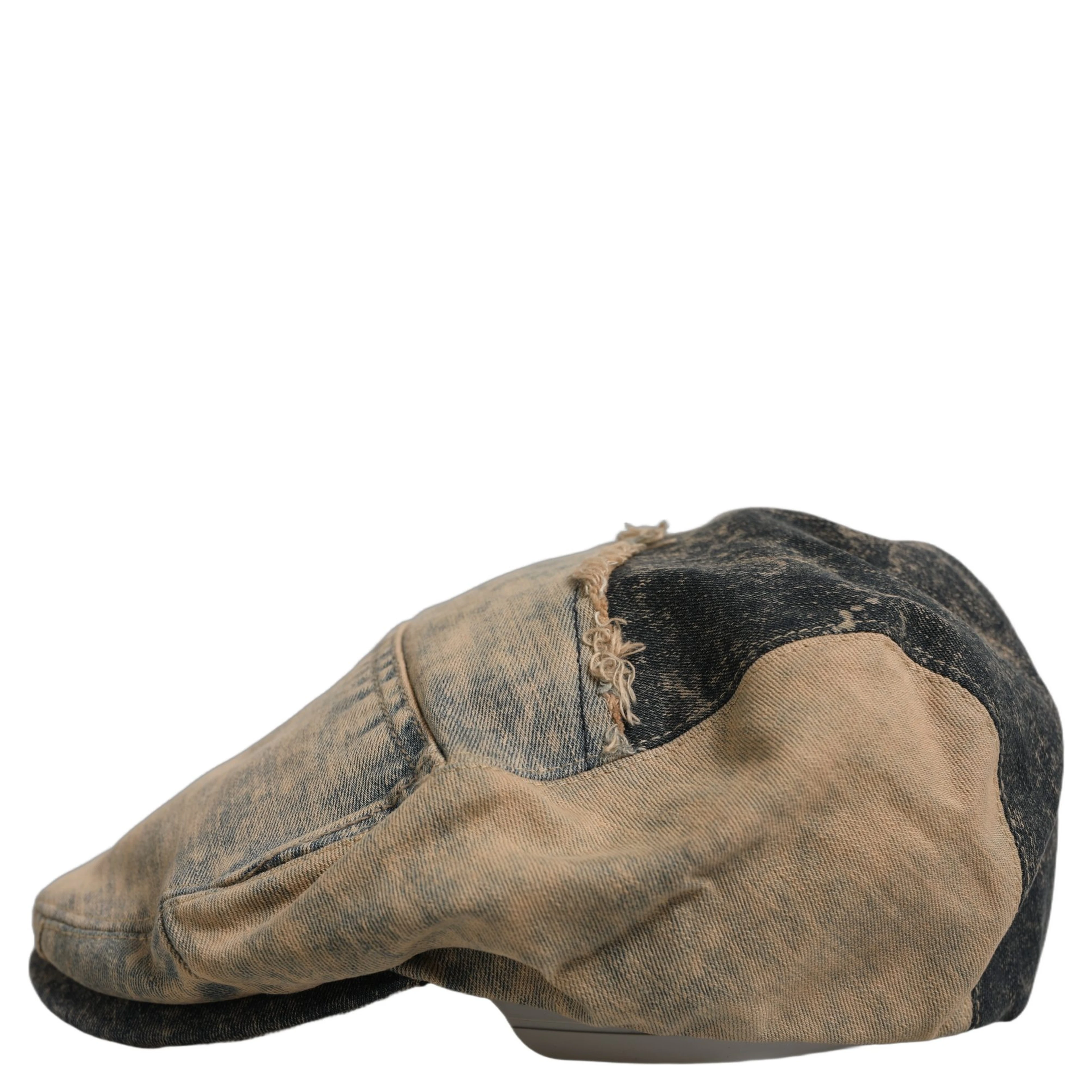 Brown Cotton Denim Newsboy Capello Cabbie Hat