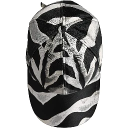 Men Black Silver Zebra Pattern Baseball Cap Hat