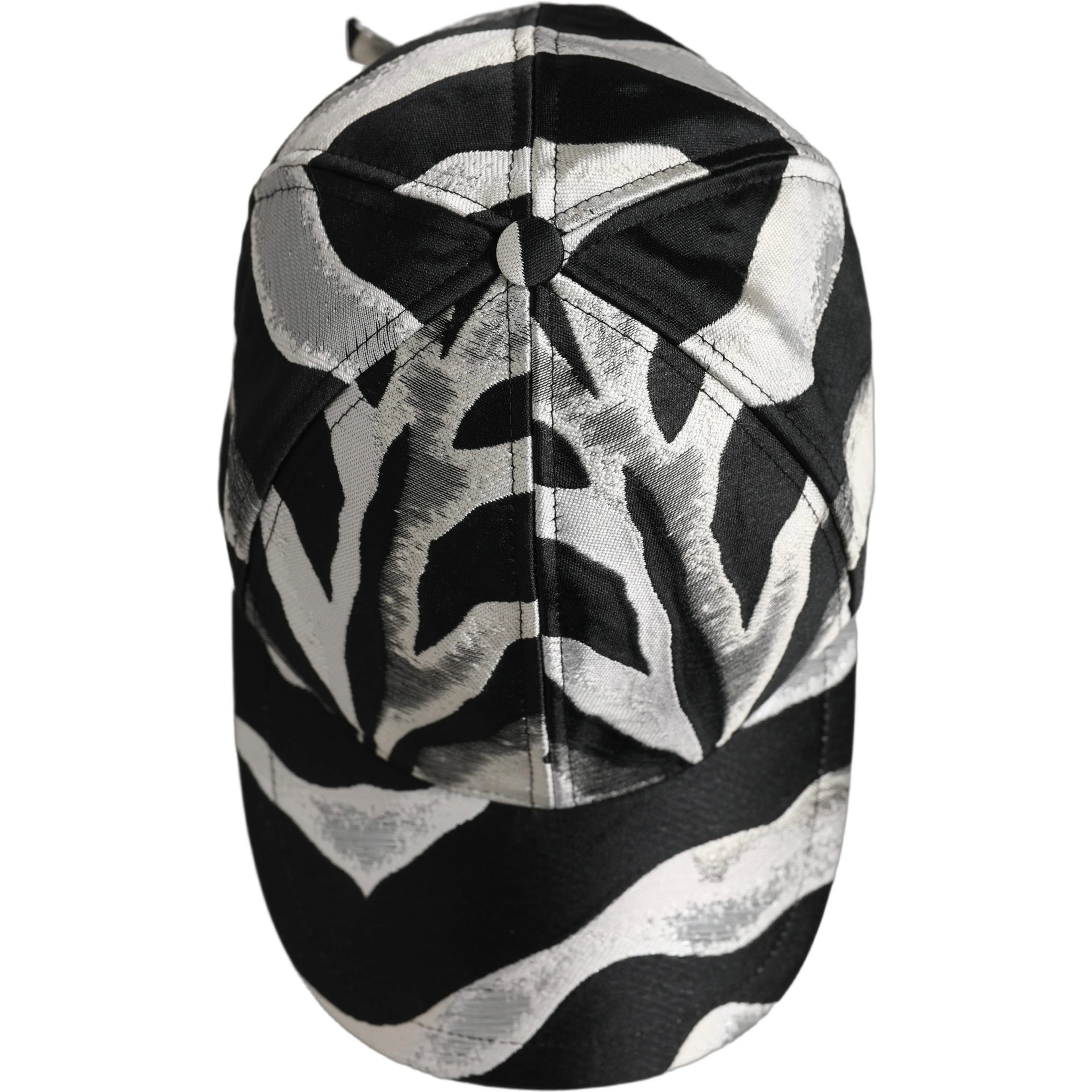 Men Black Silver Zebra Pattern Baseball Cap Hat