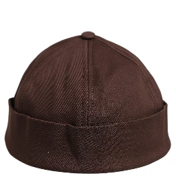 Men Brown Cotton Docker Capello Brimless Hat