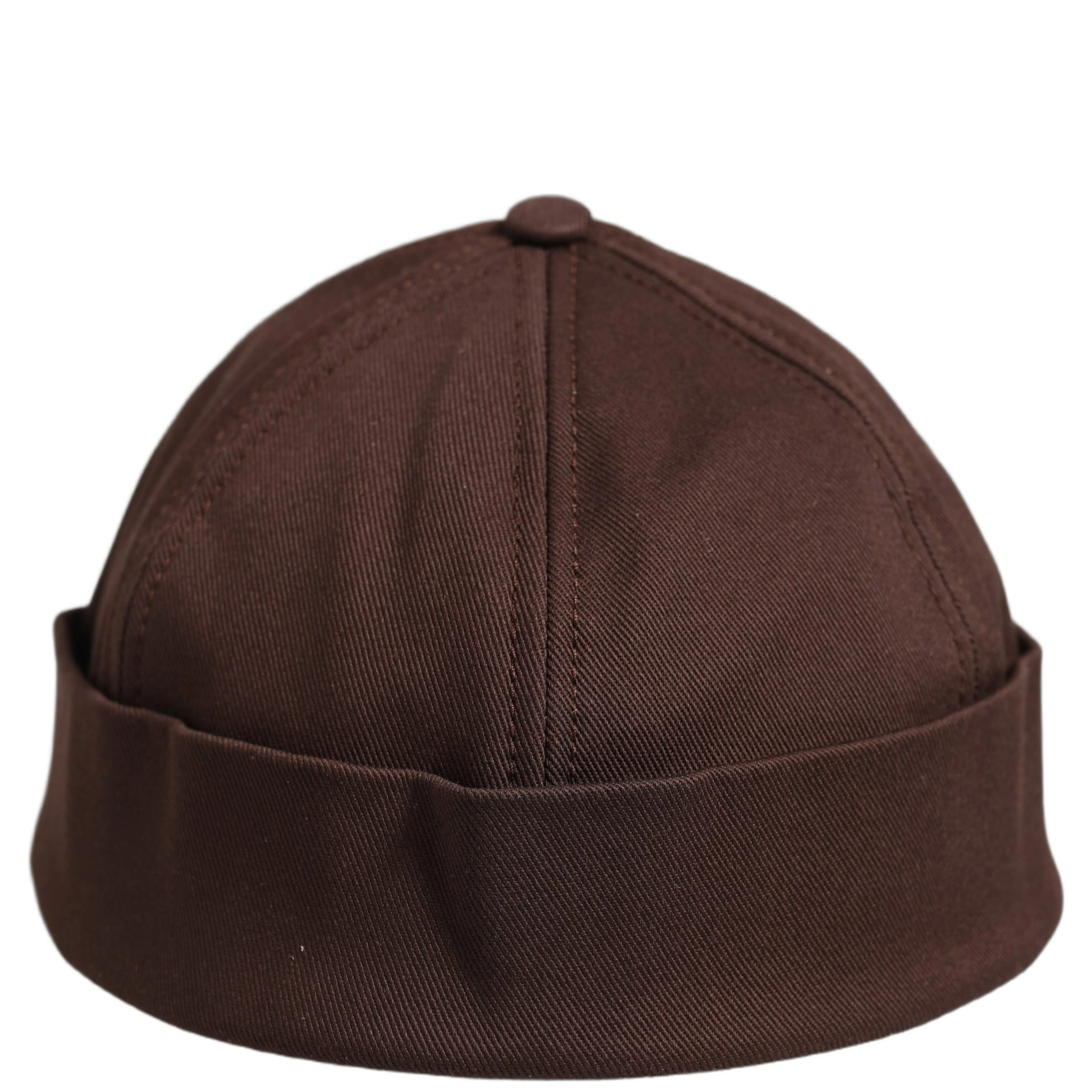 Men Brown Cotton Docker Capello Brimless Hat