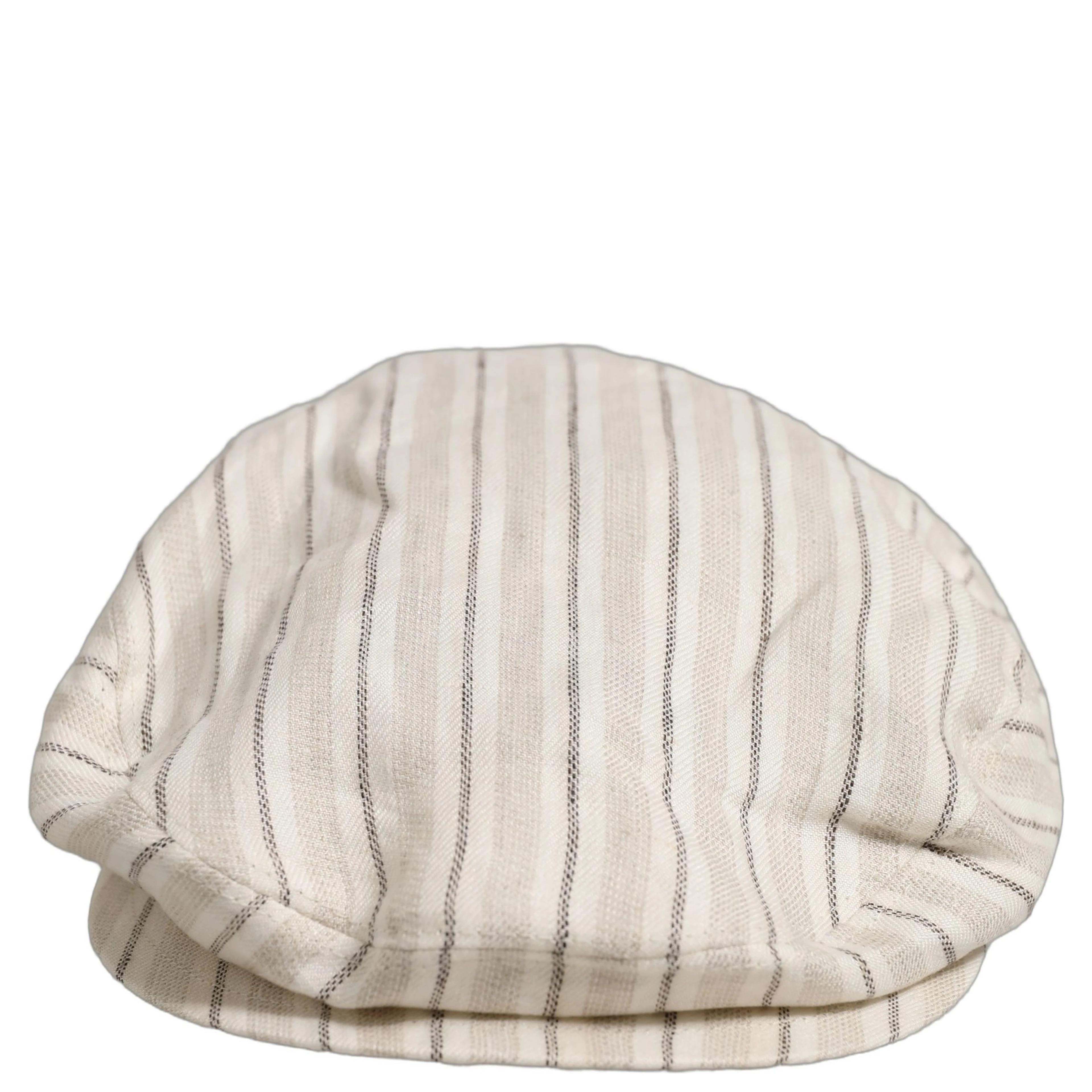 Men Off White Striped Linen Newsboy Capello Hat