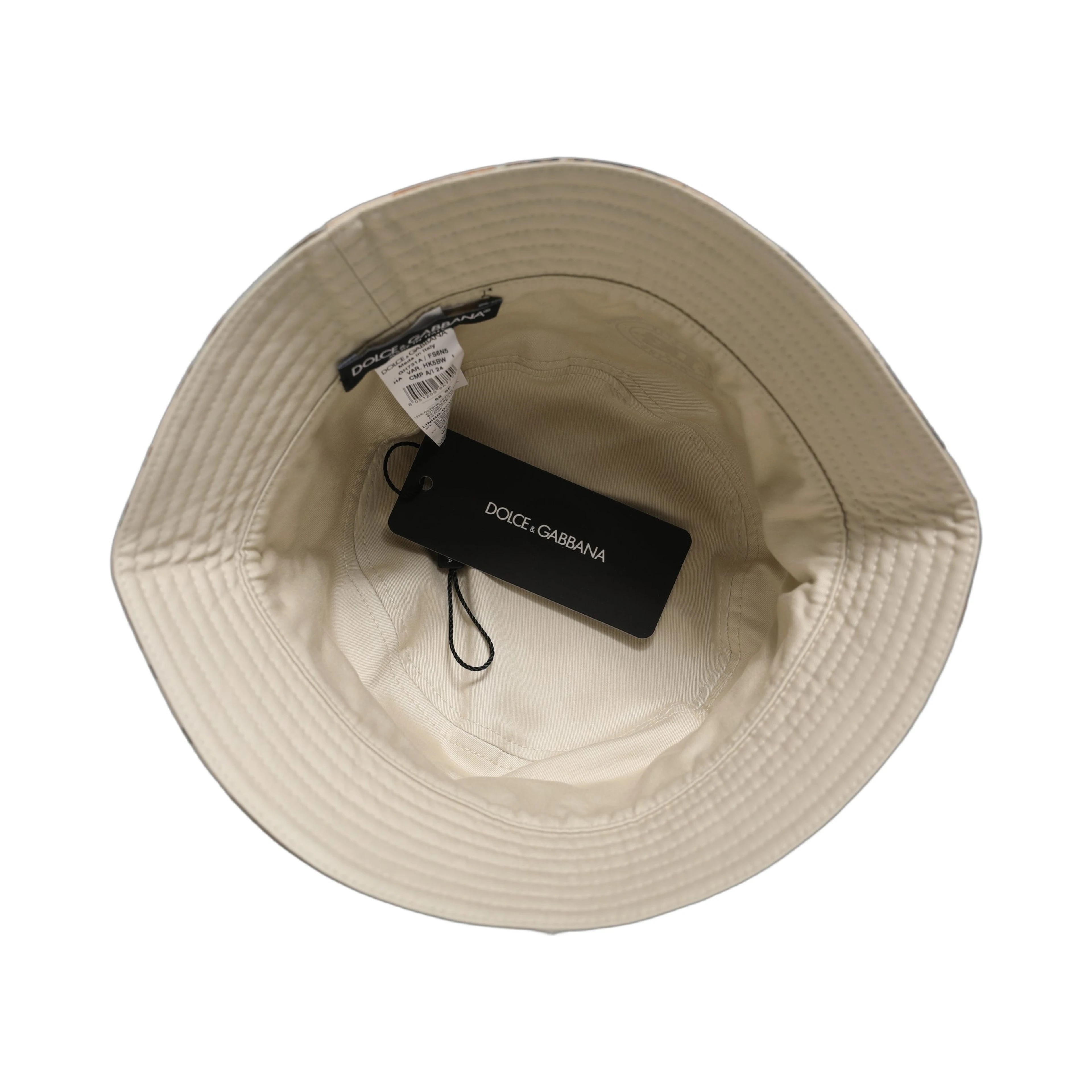 Men Beige Floral Wide Brim Bucket Capello Hat