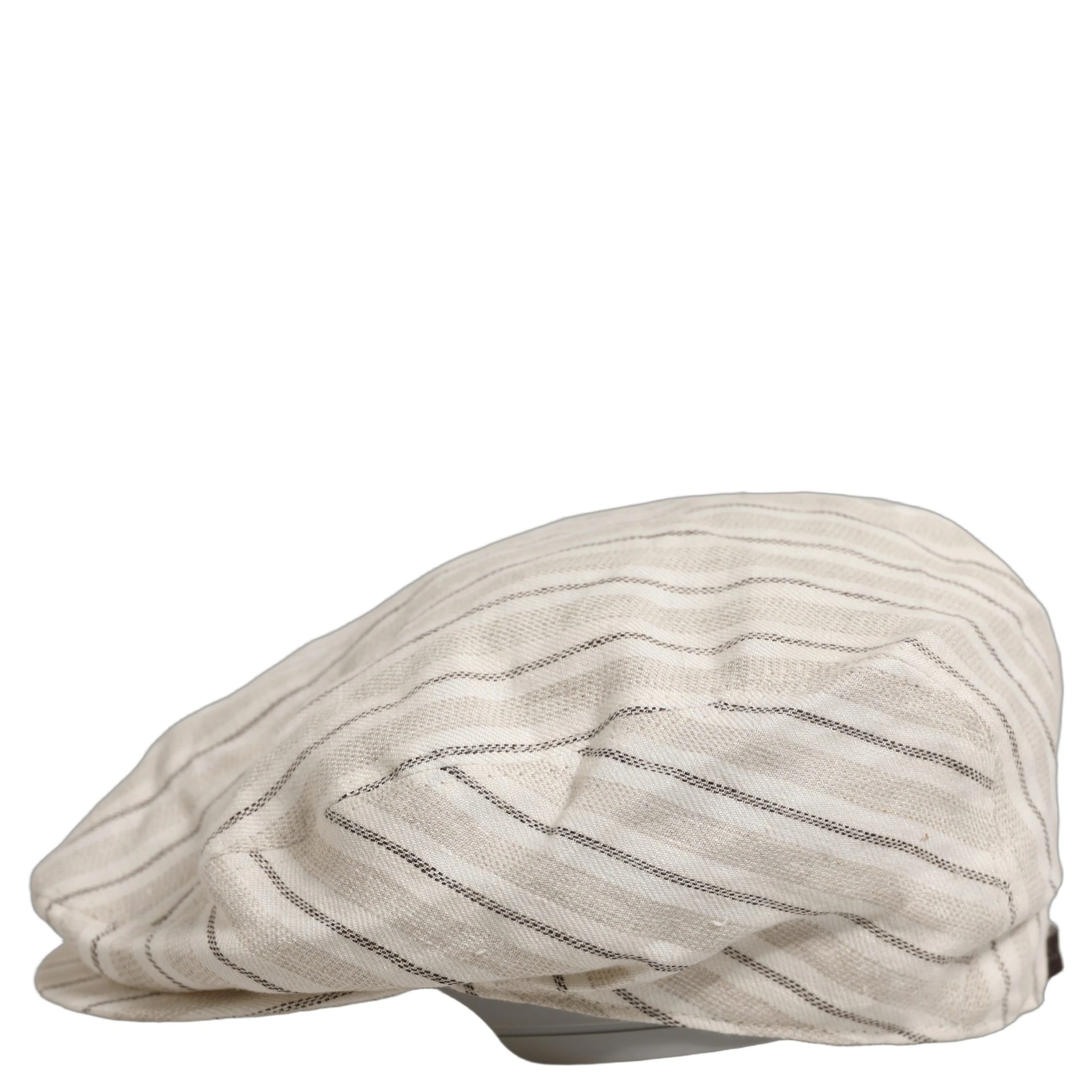 Men Off White Striped Linen Newsboy Capello Hat