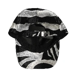 Men Black Silver Zebra Pattern Baseball Cap Hat