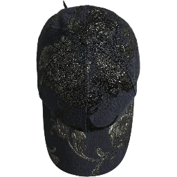 Men Black Floral Barocco Cotton Baseball Cap Hat