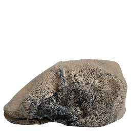Brown Cotton Denim Newsboy Capello Cabbie Hat