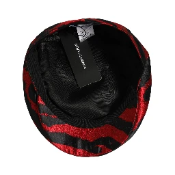 Men Red Black Stripe Cotton Newsboy Capello Hat