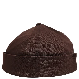 Men Brown Cotton Docker Capello Brimless Hat