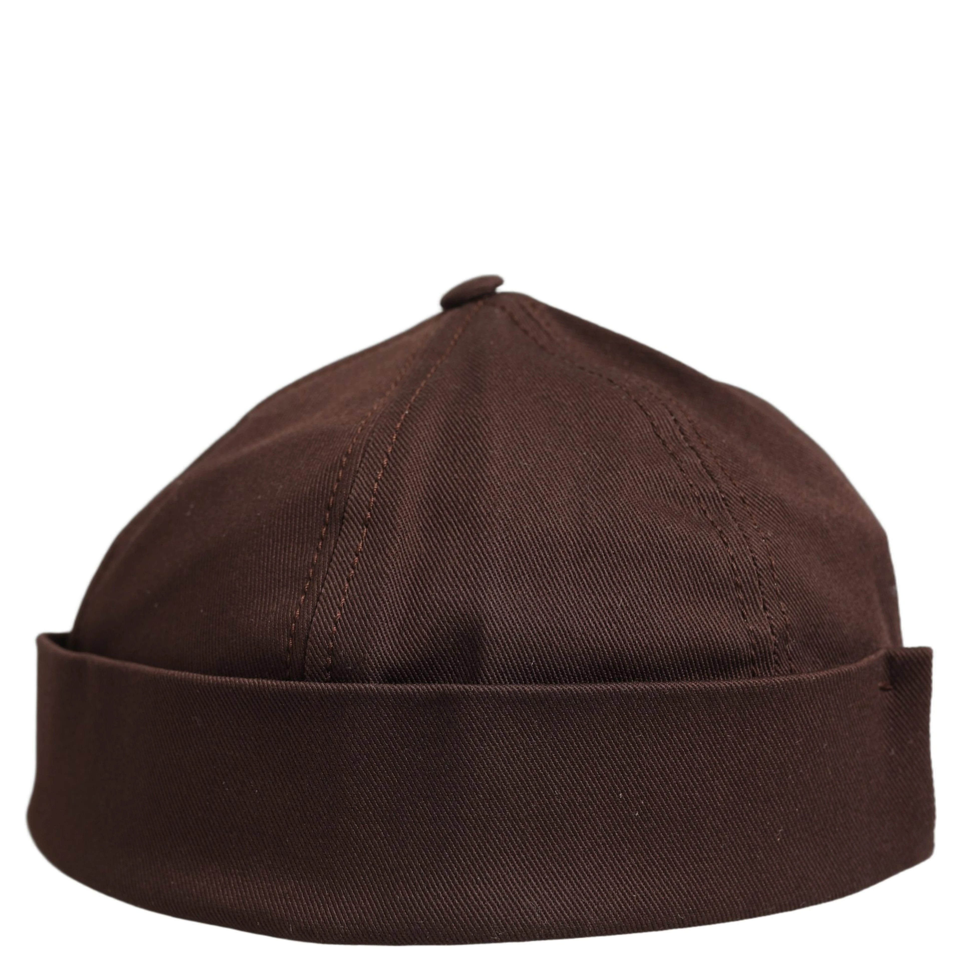 Men Brown Cotton Docker Capello Brimless Hat