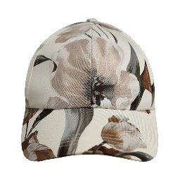 Men Beige Floral Cotton Baseball Capello Hat