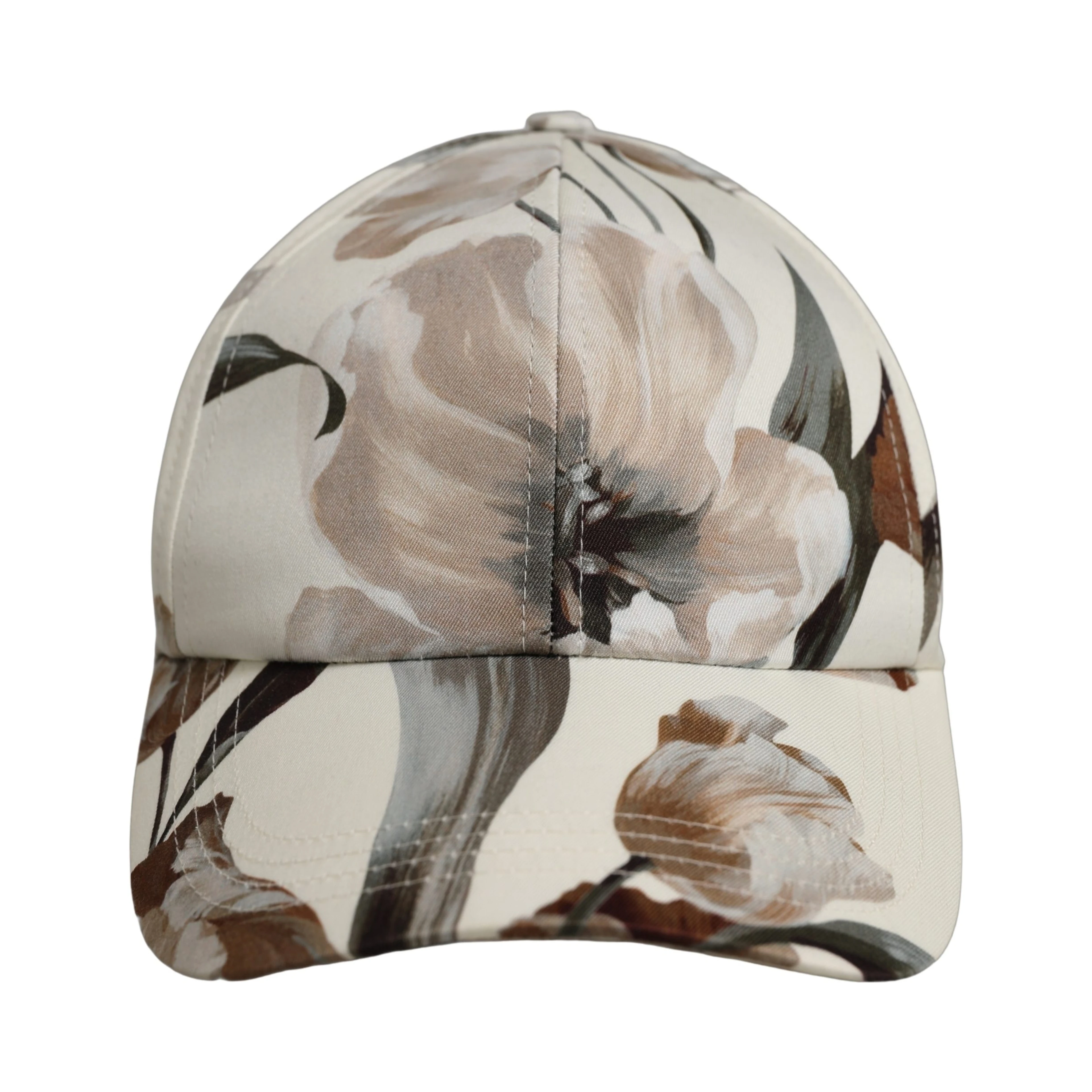 Men Beige Floral Cotton Baseball Capello Hat