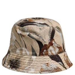 Men Beige Floral Wide Brim Bucket Capello Hat
