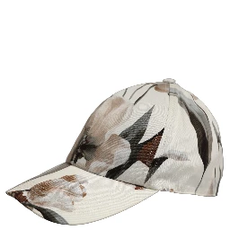 Men Beige Floral Cotton Baseball Capello Hat