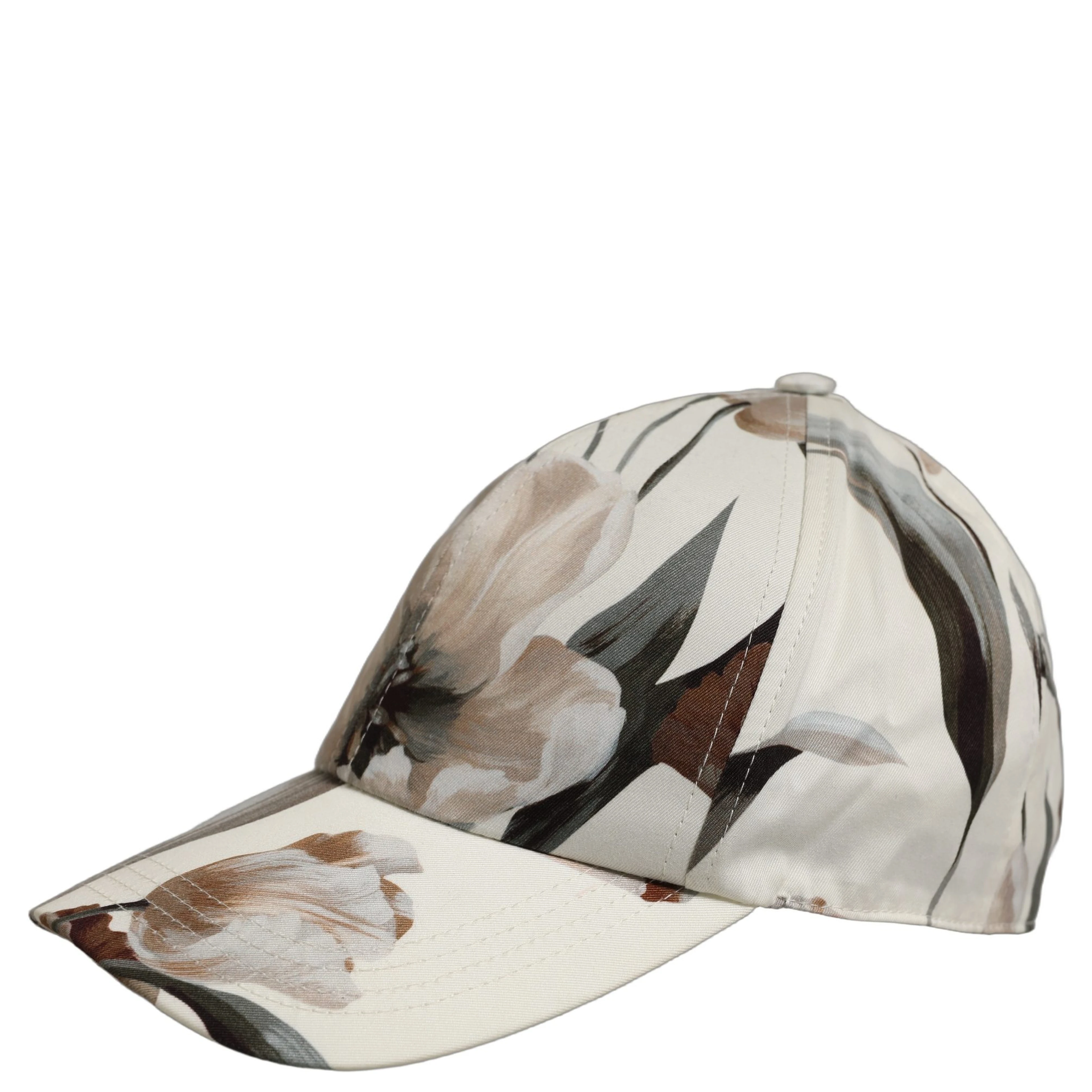 Men Beige Floral Cotton Baseball Capello Hat