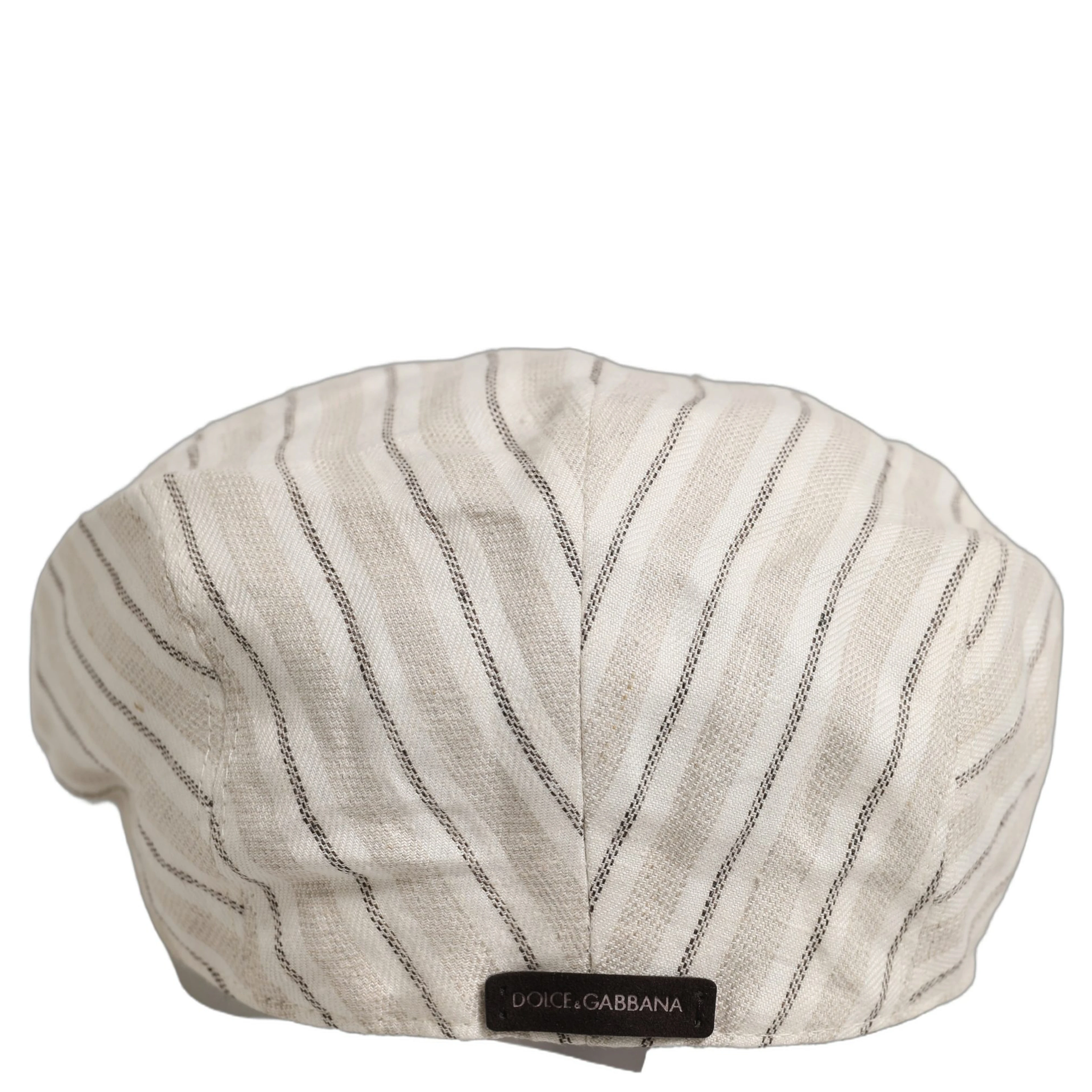 Men Off White Striped Linen Newsboy Capello Hat