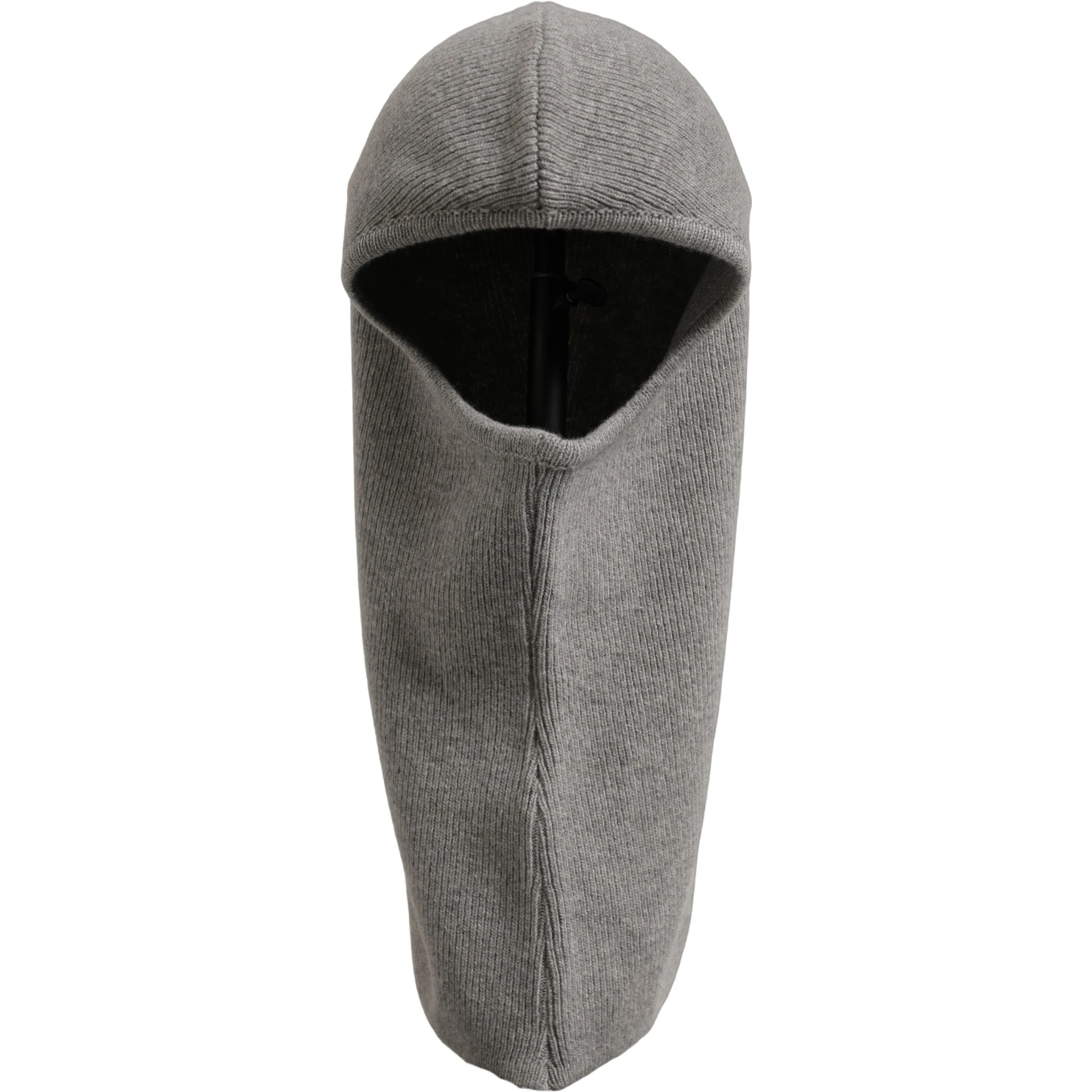 Men Grey Wool Ribbed Knit Balaclava Wrap One Size Hat