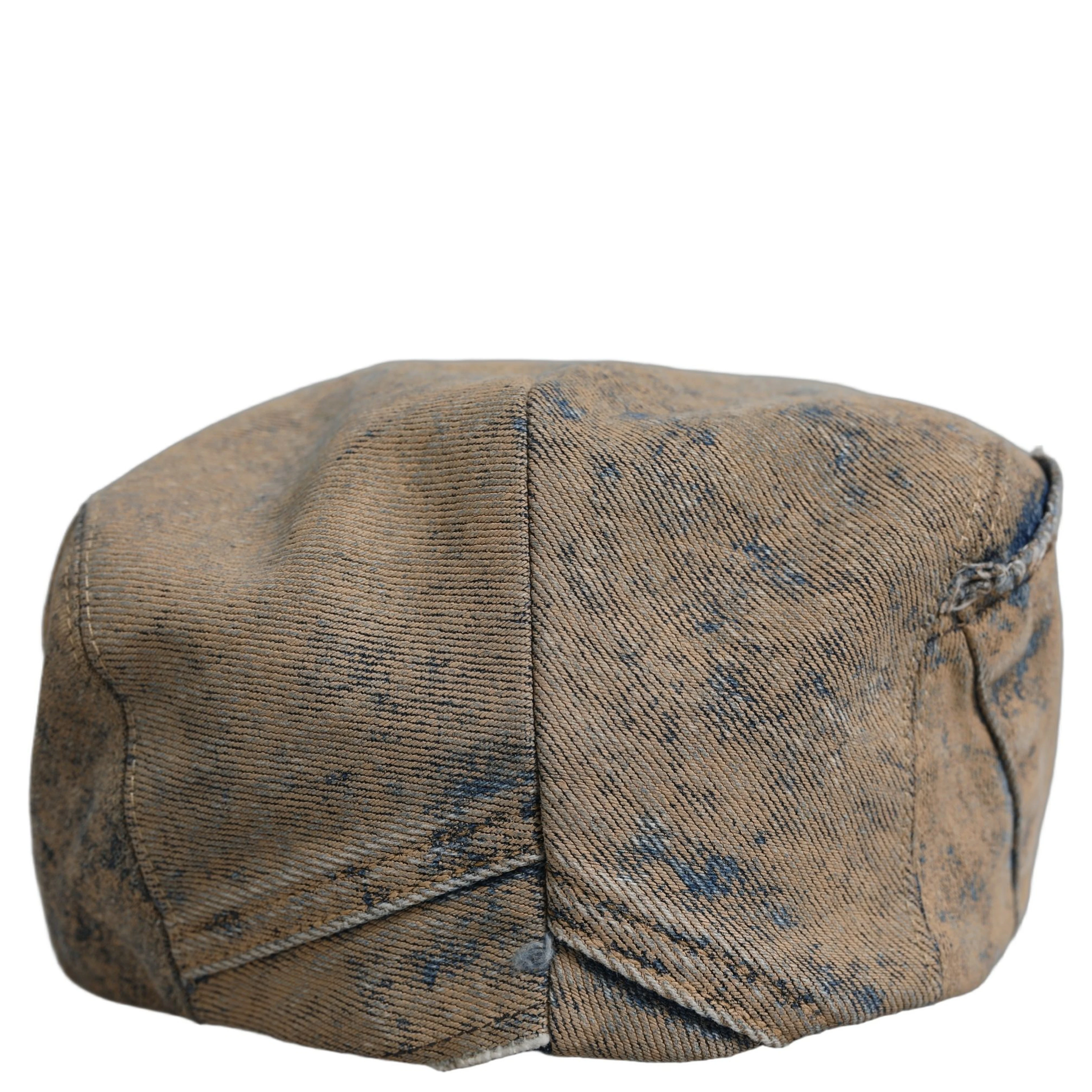 Brown Cotton Denim Newsboy Capello Cabbie Hat