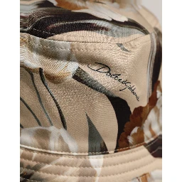 Men Beige Floral Wide Brim Bucket Capello Hat