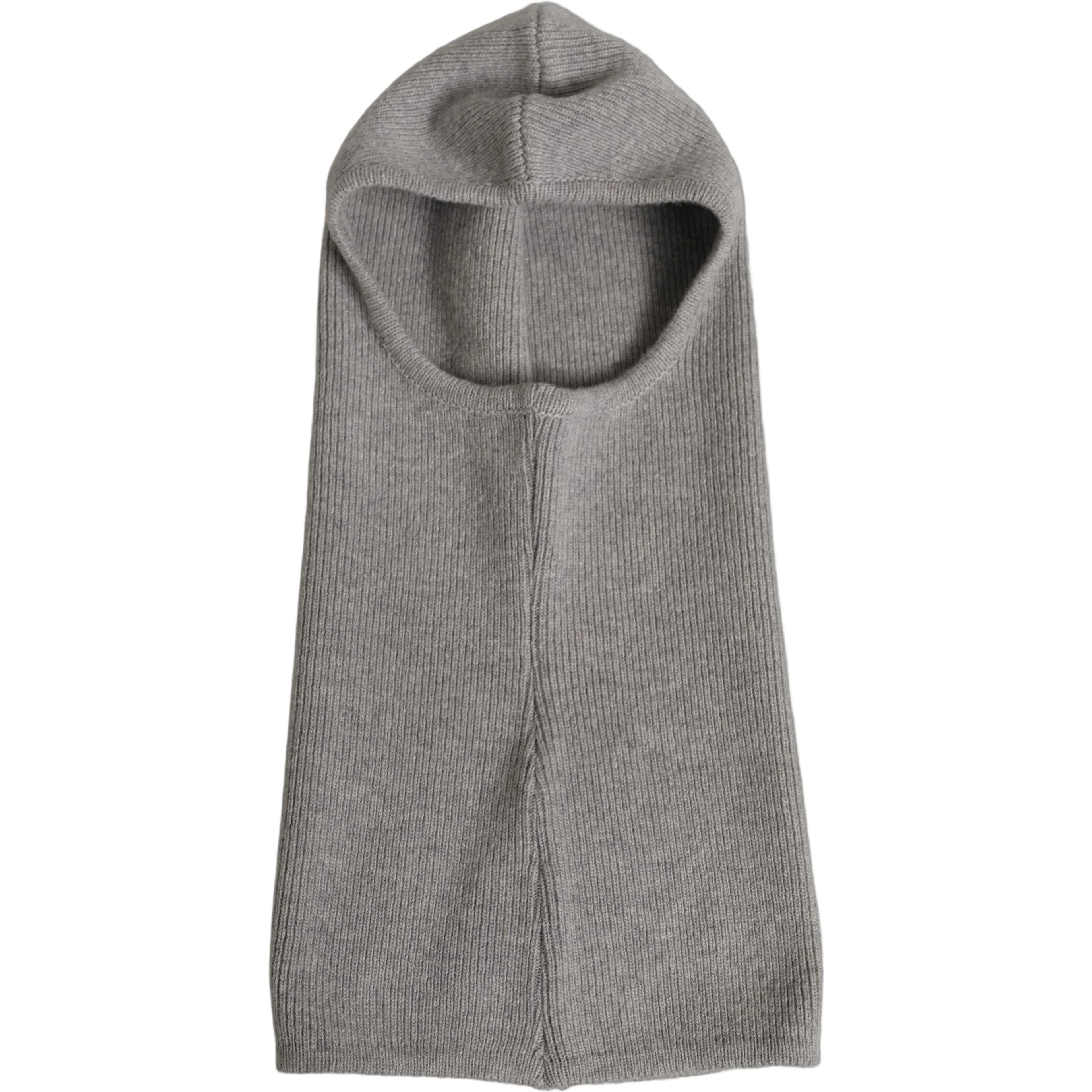 Men Grey Wool Ribbed Knit Balaclava Wrap One Size Hat