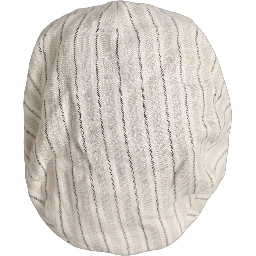 Men Off White Striped Linen Newsboy Capello Hat