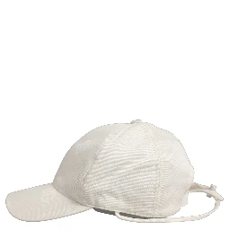 Men White Cotton Stretch Baseball Capello Hat