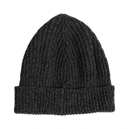 Men Charcoal Grey Ribbed Wool Knit Beanie One Size Hat