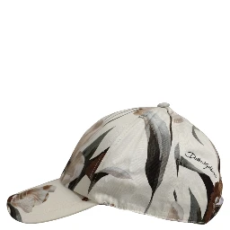 Men Beige Floral Cotton Baseball Capello Hat