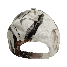 Men Beige Floral Cotton Baseball Capello Hat