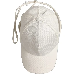 Men White Cotton Stretch Baseball Capello Hat