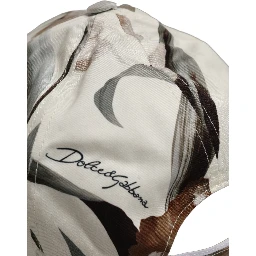 Men Beige Floral Cotton Baseball Capello Hat
