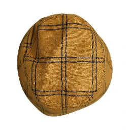 Men Dark Yellow Check Wide Brim Bucket Cap Hat