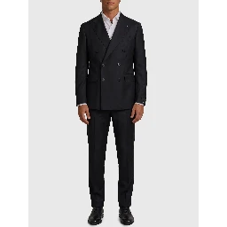 New York double-breasted virgin wool suit