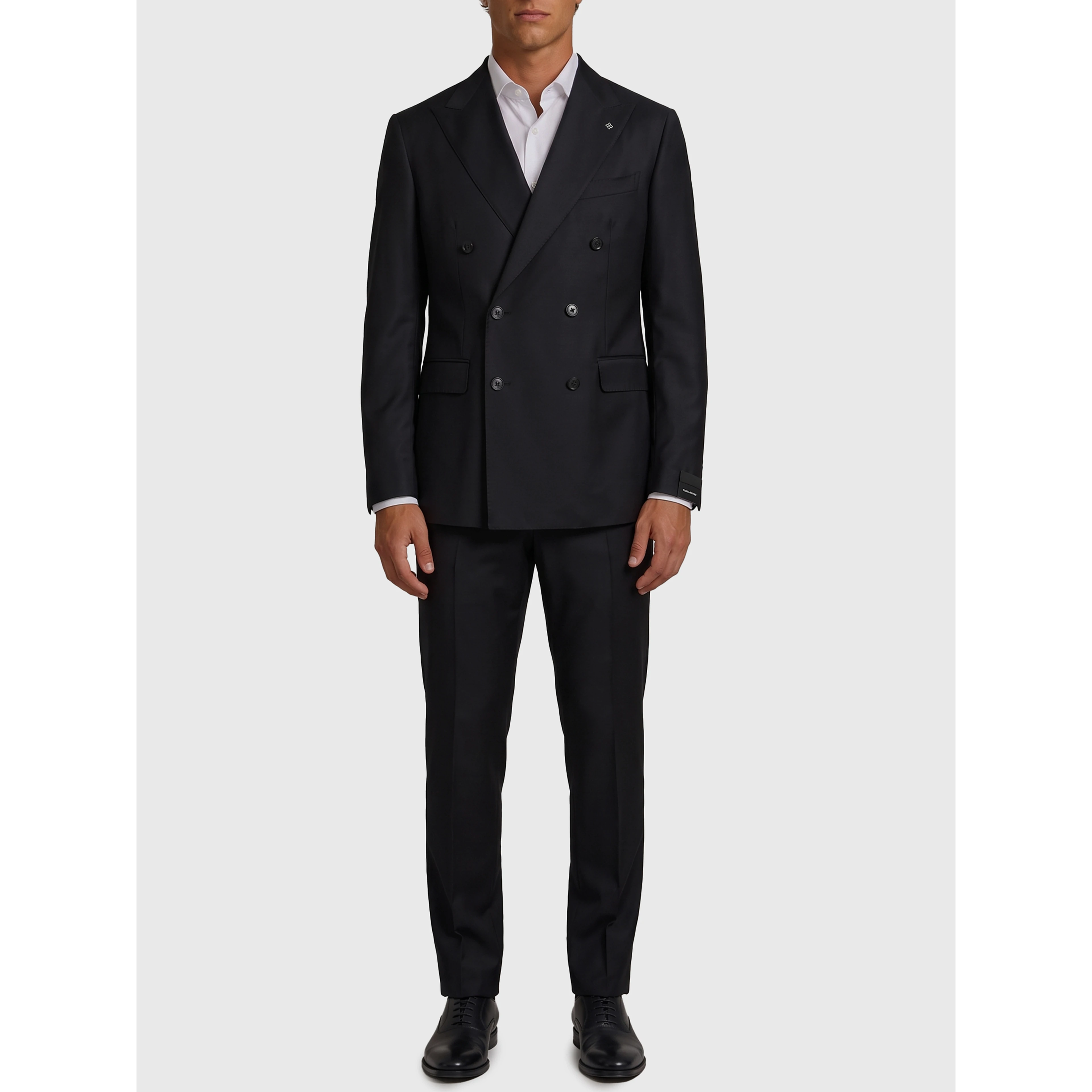 New York double-breasted virgin wool suit