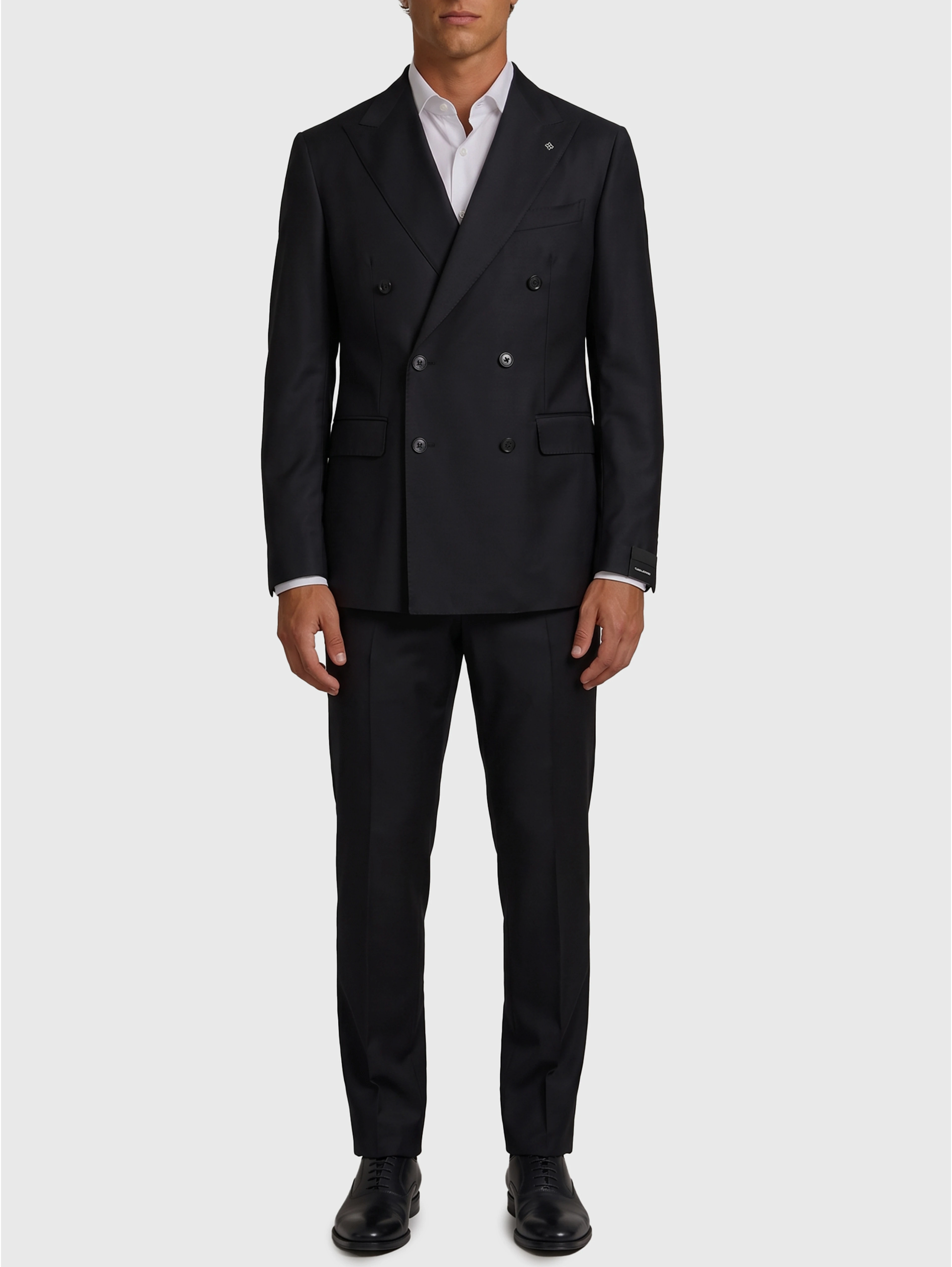New York double-breasted virgin wool suit