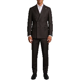 New York double-breasted virgin wool suit