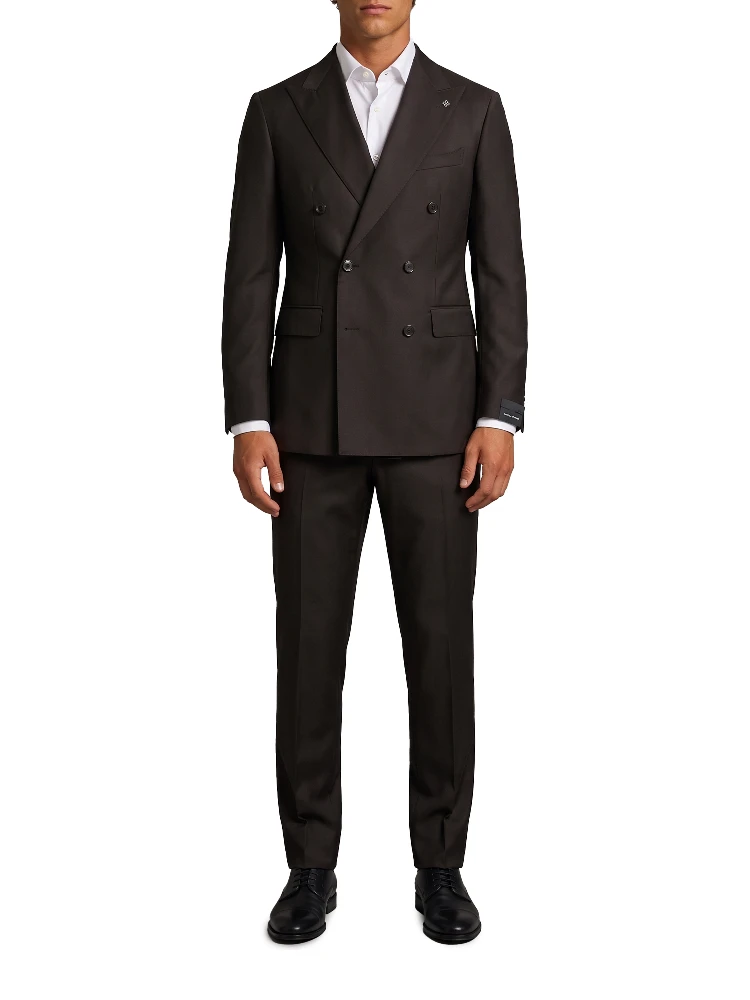 New York double-breasted virgin wool suit