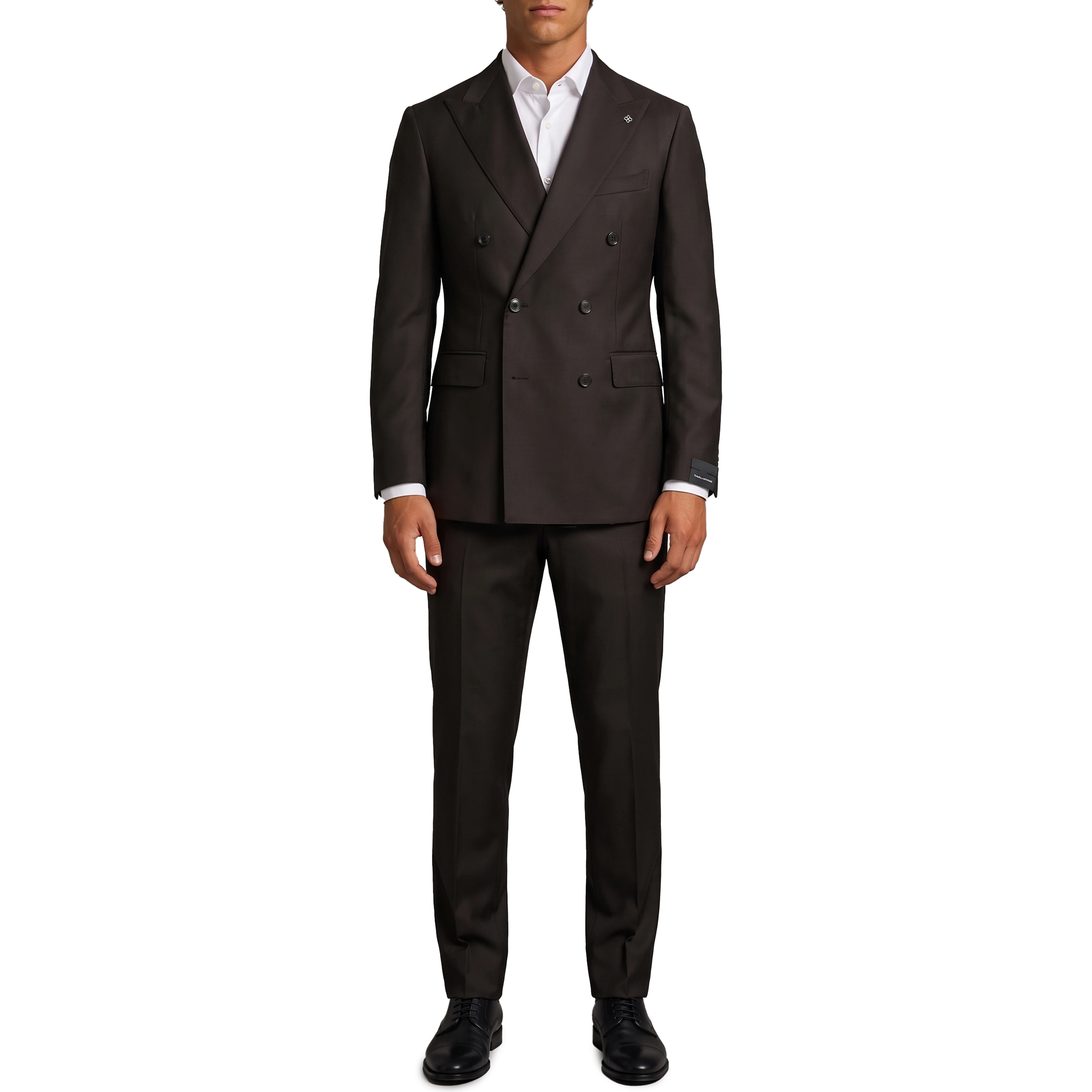 New York double-breasted virgin wool suit
