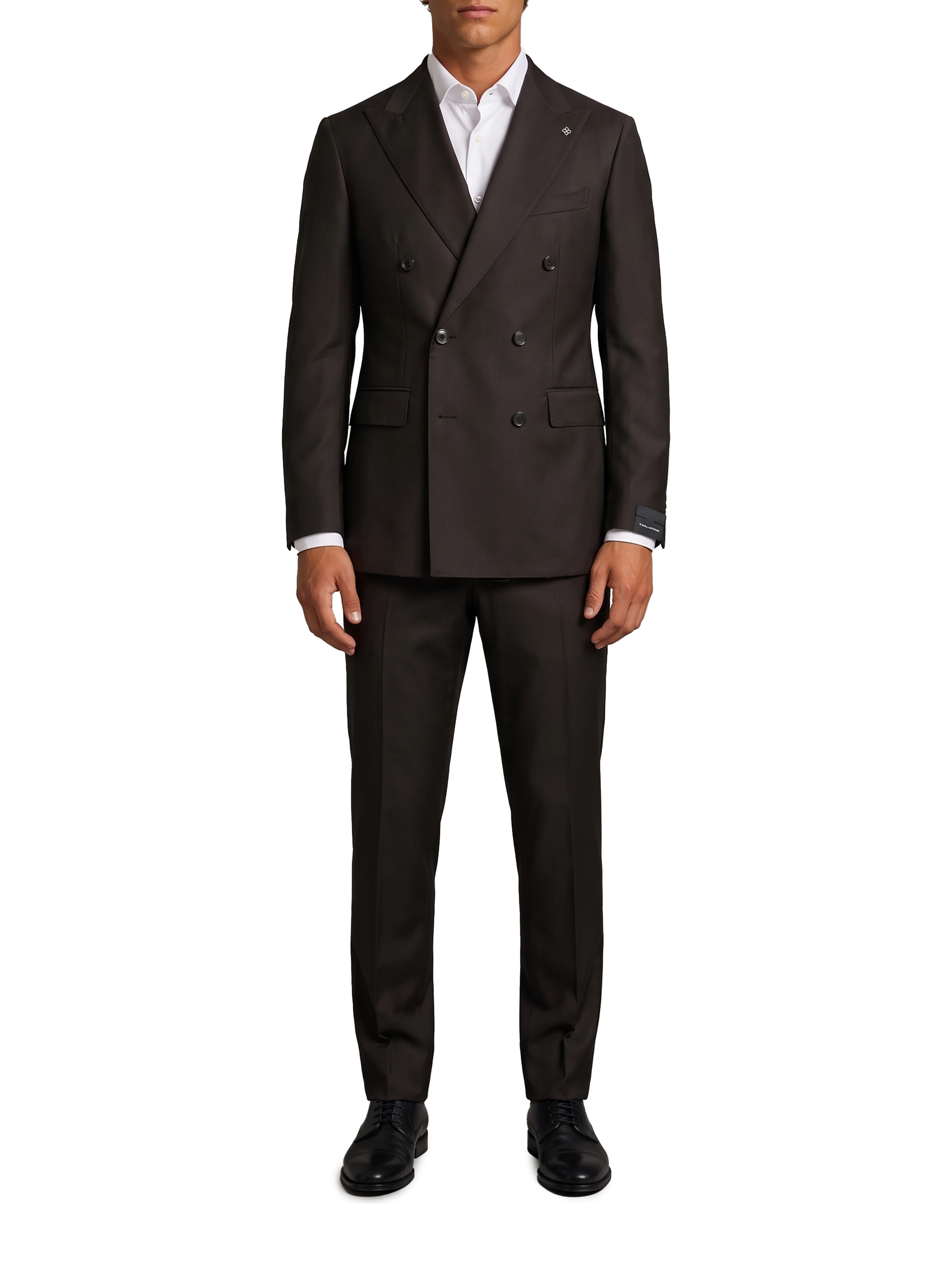New York double-breasted virgin wool suit