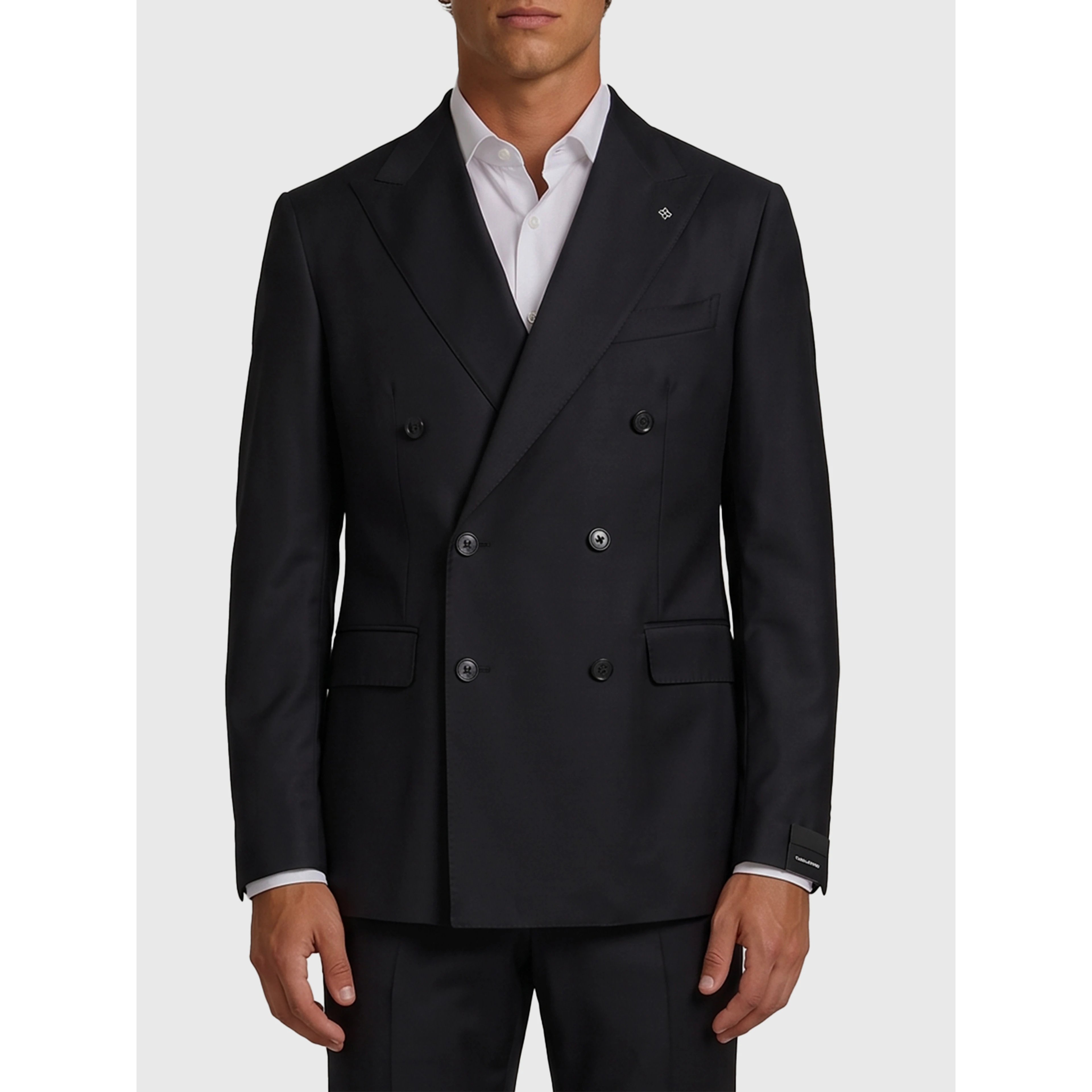 New York double-breasted virgin wool suit