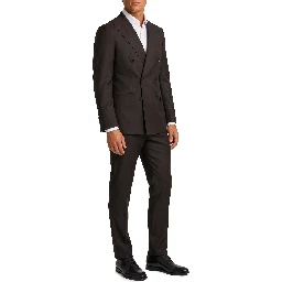 New York double-breasted virgin wool suit